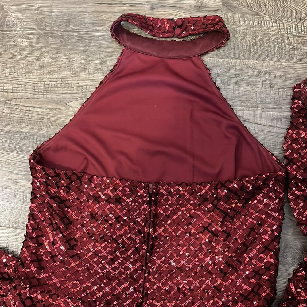 Mauve Sparkle Sequin Halter Jumpsuit Size 12 - image 4